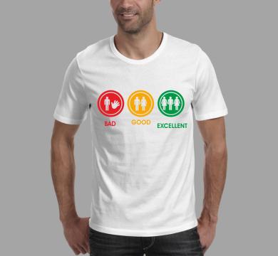 Тениска с щампа Bad Good Excellent