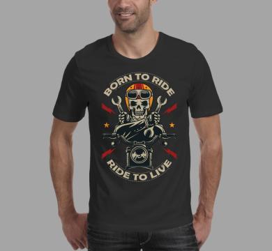 Тениска с щампа Born to ride, ride to live