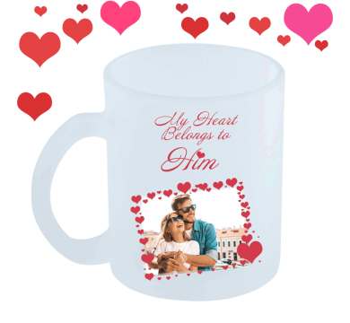 Стъклена чаша със снимка My heart belongs to him/her