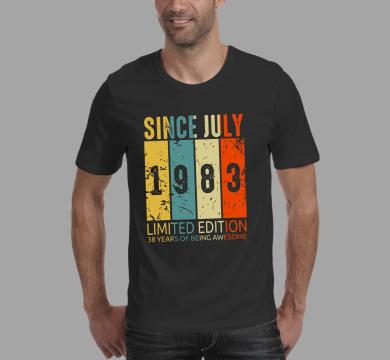 Тениска с щампа Since July 1983 Limited Edition 38 Years Of Being Awesome
