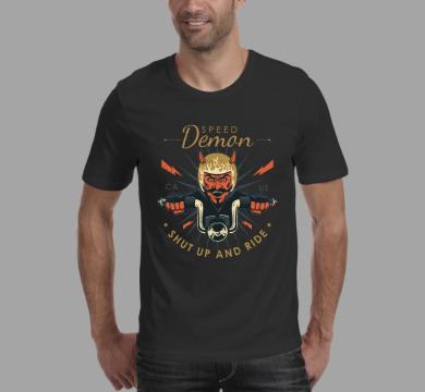 Тениска с щампа Speed demon. Shut up and ride